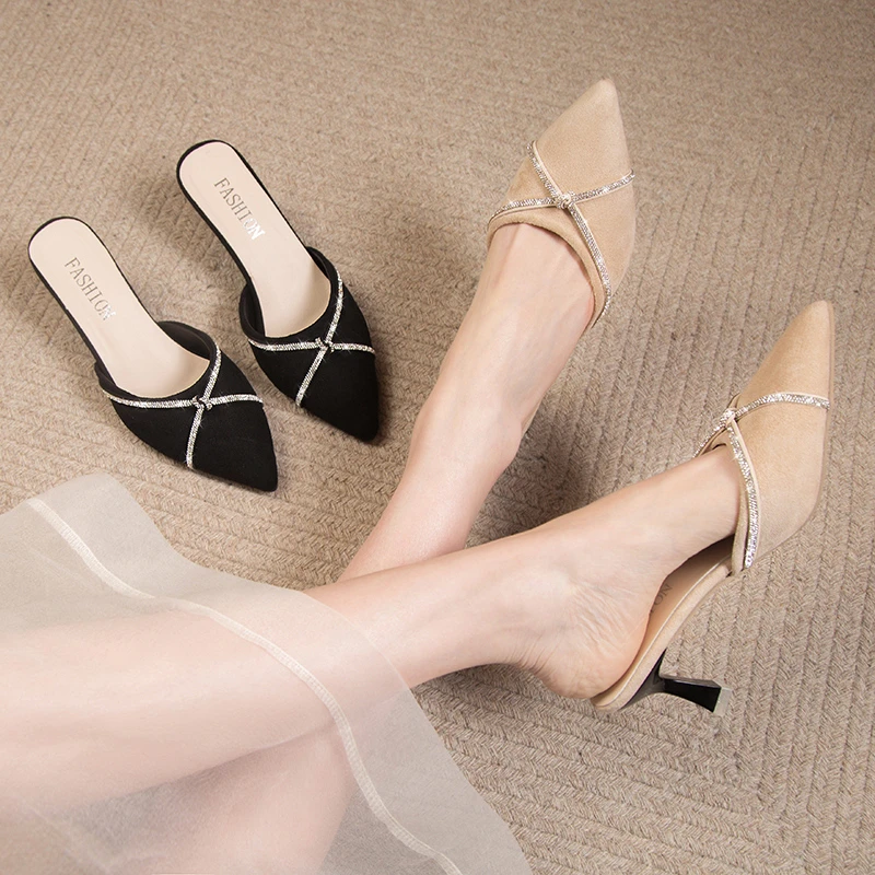 

Новые Элегантные женские туфли с острым носком на шпильке с украшением, привлекательные модные повседневные туфли с закрытым носком на высоком каблуке