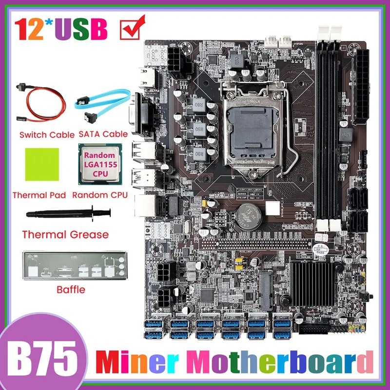 Материнская плата для майнинга B75 12GPU BTC + случайный ЦП + кабель SATA + термопаста черная печатная плата поддержка 2XDDR 3 RAM B75 12USB материнская плата для майнинга
Материнская плата для майнинга B75 12GPU BTC + случайный ЦП + кабель SATA + термопаста черная печатная плата поддержка 2XDDR 3 RAM B75 12USB материнская плата для майнинга