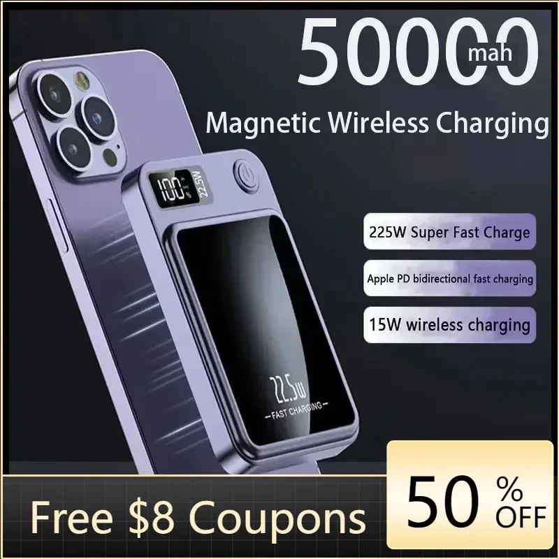 50000mAh Portable Macsafe Magnetic Power Bank Fast Wireless Charger For iphone 12 13 14 Pro Max External Auxiliary Battery Pack
50000mAh Portable Macsafe Magnetic Power Bank Fast Wireless Charger For iphone 12 13 14 Pro Max External Auxiliary Battery Pack