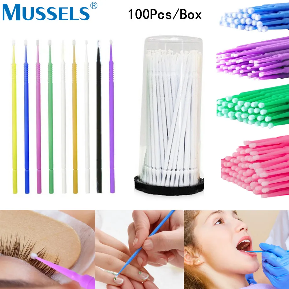 

100PCS Disposable Micro Applicator Brush Dental Eyelash Extension Cleaning Swab Lash Lift Glue Wand Microbrush Stick Tool Makeup