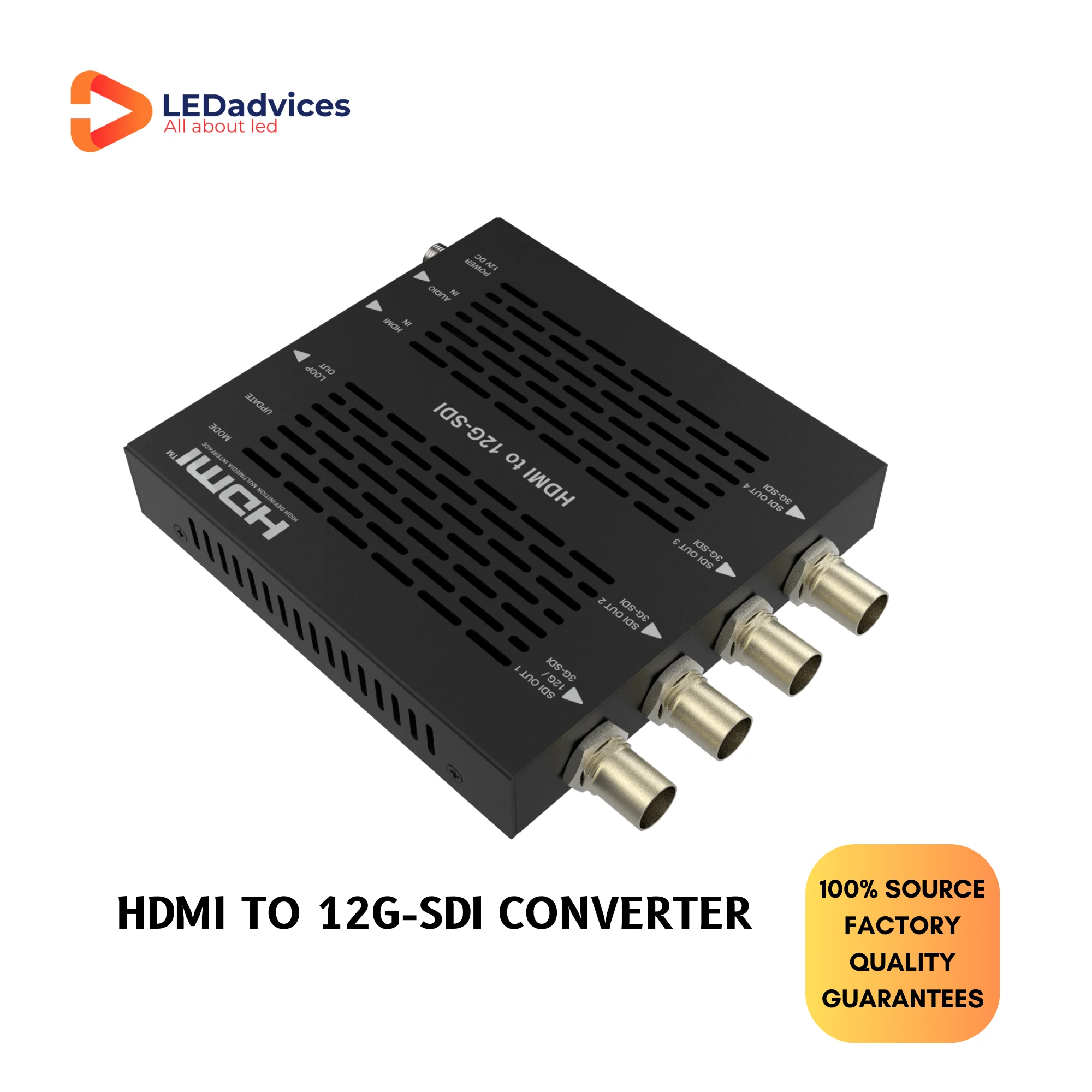 

18Gps HDMI to 12G-SDI Converter 1 channel 12G-SDI output or 4 channels 3G-SDI output, HDC-VCBS201