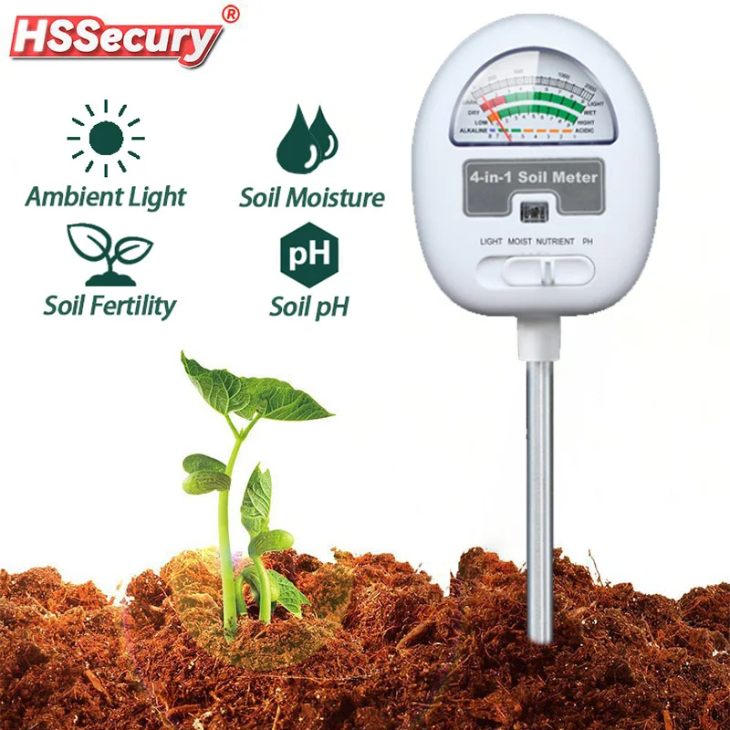 

4 in 1 Soil PH Meter Tester Soil Tester PH Moisture meter Temperature Sunlight Intensity measurement Analysis Soil Acidity Test