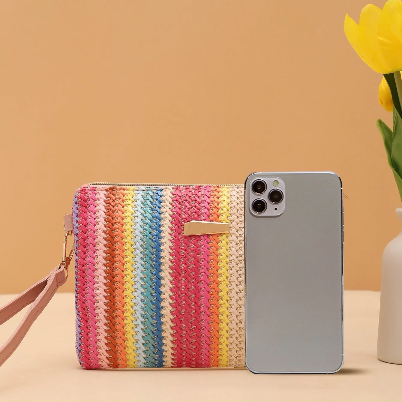 Colorful Wave Woven Clutch Bag - Flip-Top Straw Beach Purse 7 Sf29012d4af0d4fc8bc04b0fd7c51bb24c