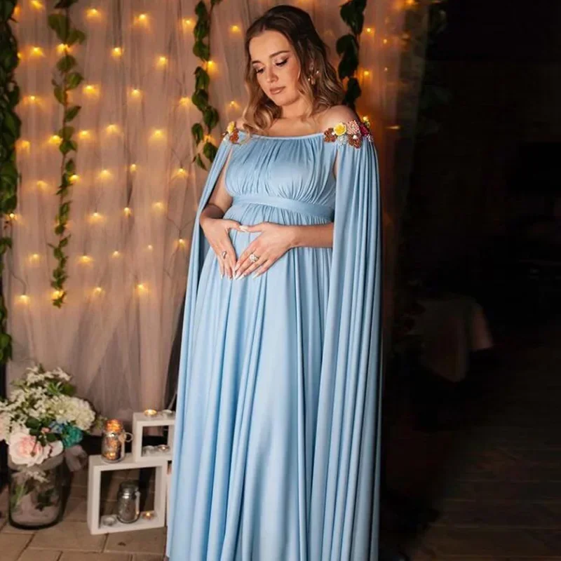 

Free Size Shoulderless Maternity Baby Shower Long Dress Loosen Style Pregnancy Photography Props Long Dress