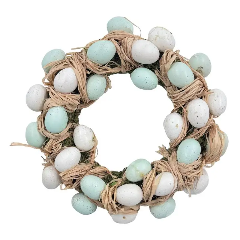 

Easter Wreaths with Eggs Egg Loop Wreath for Easter Decoration Artificial Realistic Holiday Wreaths for Front Doors Mantels Back