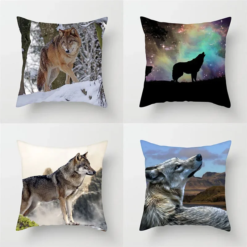 

Natural Animal Pillowcase Wolf Dog Soft Decorative Home Hotel Backrest Unique Customizable