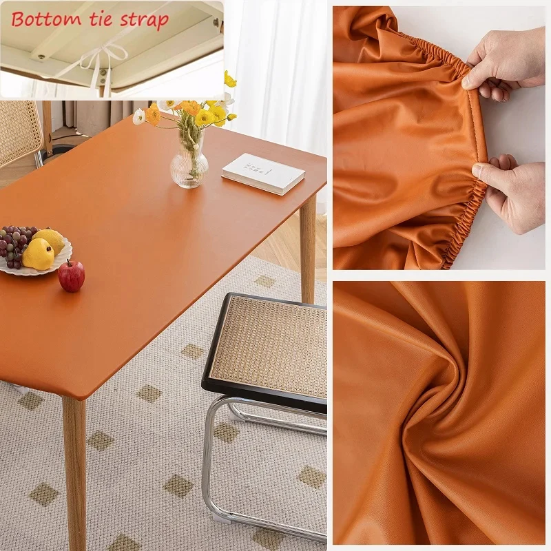 

Leather Elastic tablecloth Custom Square Round Table cover Waterproof dinning table cloth Protector Desk mat for students