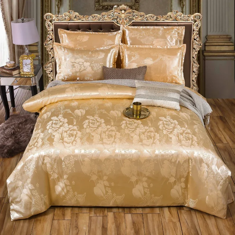 Luxury 3 or 4pcs Bedding Set Satin Jacquard Duvet Cover Sets with Zipper Closure Quilt Cover+Pillowcases+Bed sheet 200*230 size
Luxury 3 or 4pcs Bedding Set Satin Jacquard Duvet Cover Sets with Zipper Closure Quilt Cover+Pillowcases+Bed sheet 200*230 size