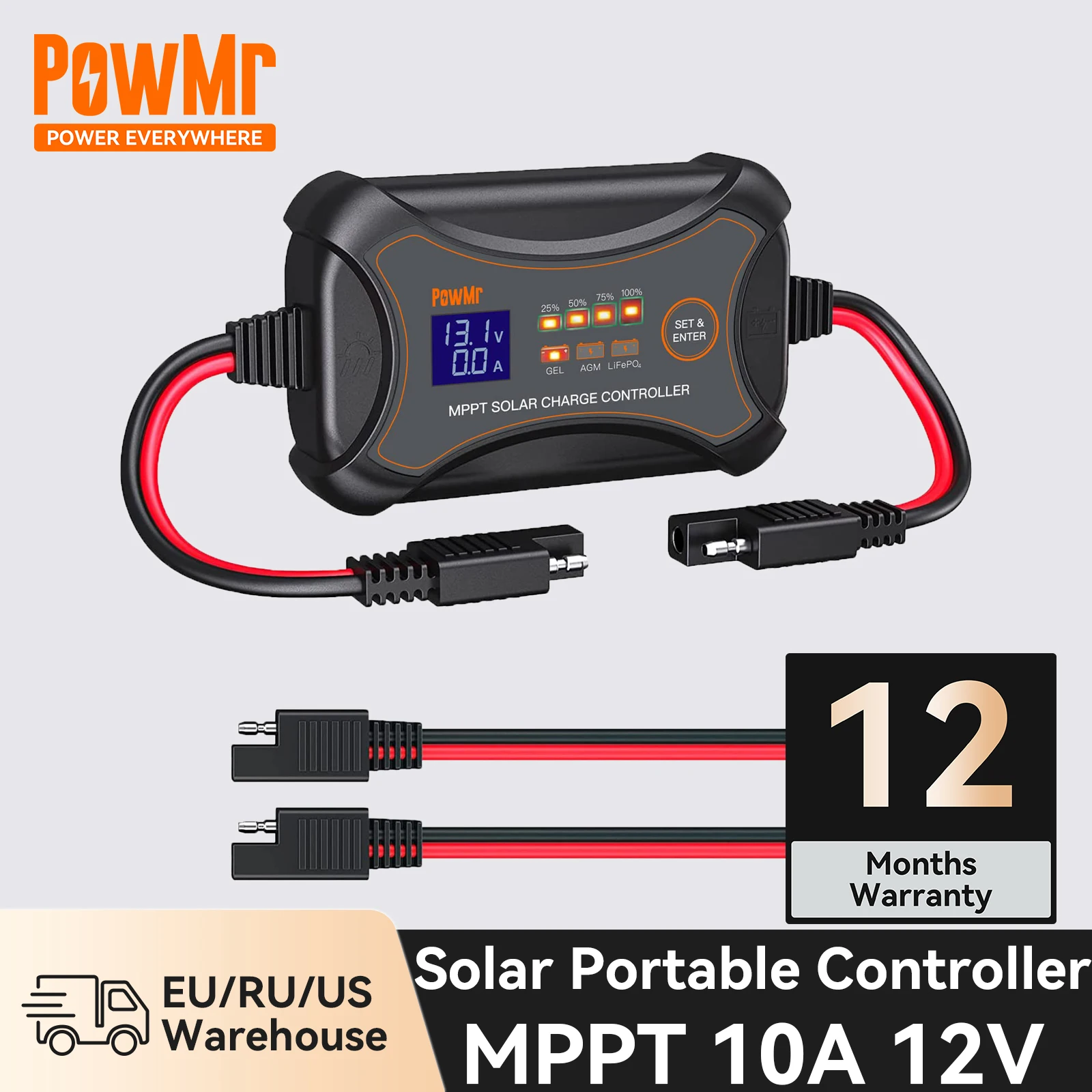 PowMr 12V Solar Charger for 150W Solar Panel 10A MPPT Solar Charge Controller with LCD Display Battery Regulator 
PowMr 12V Solar Charger for 150W Solar Panel 10A MPPT Solar Charge Controller with LCD Display Battery Regulator