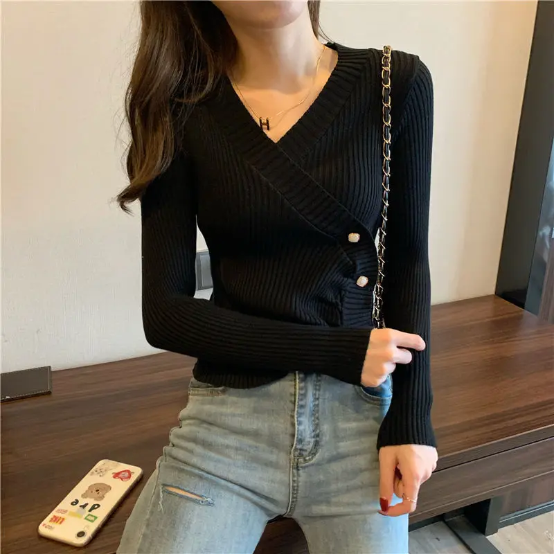 Black OL Korean V-neck Spring Pullover Knit Sweater Loose Coat Casual Cloth Girl T-shirt Tops Clothes for Women Lady Clothing
Black OL Korean V-neck Spring Pullover Knit Sweater Loose Coat Casual Cloth Girl T-shirt Tops Clothes for Women Lady Clothing
