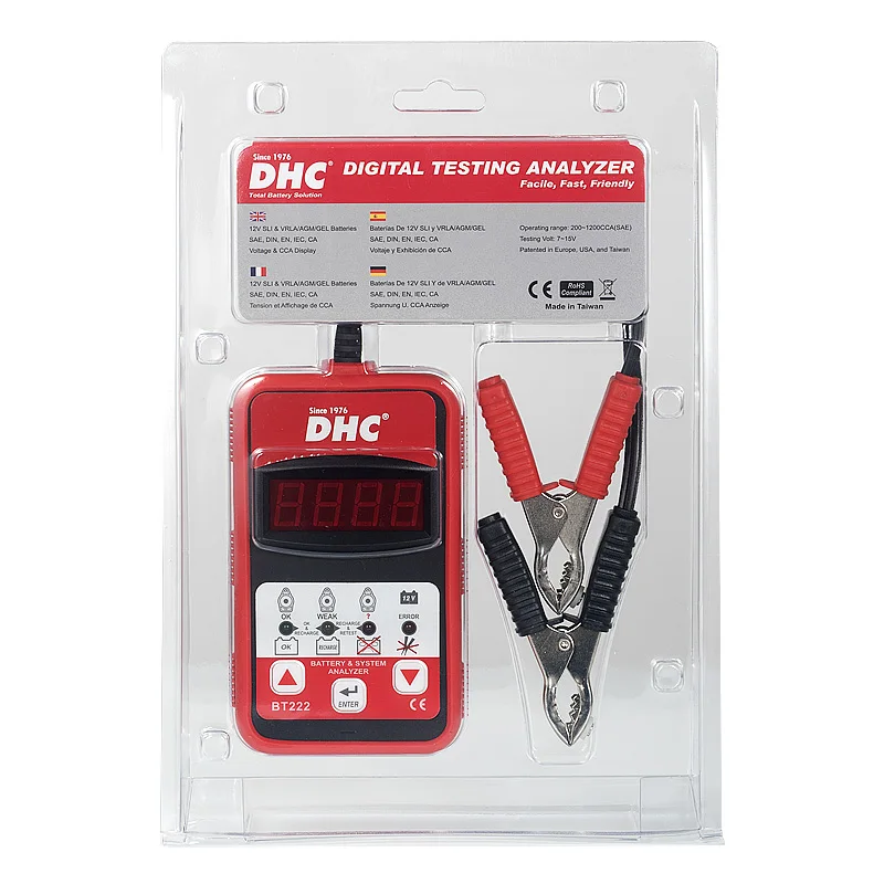 DHC BT222 Battery tester Chargeing starting systems analyzer 12V battery scanner 
DHC BT222 Battery tester Chargeing starting systems analyzer 12V battery scanner