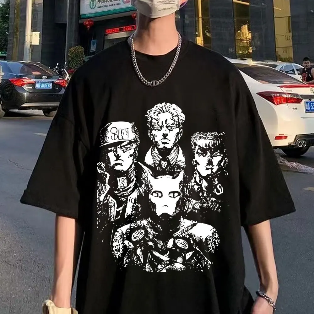 

Japanese Anime Jojo Bizarre Adventure T Shirt Jotaro Star Platinum Graphic Print Short Sleeve T Shirts Streetwear Tee Shirt Men