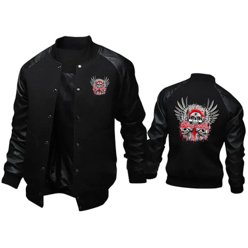 Skull Racing jacket print Men's clothing windproof Men's leather jacket High quality autumn new breasted men's baseball jacket
Skull Racing jacket print Men's clothing windproof Men's leather jacket High quality autumn new breasted men's baseball jacket