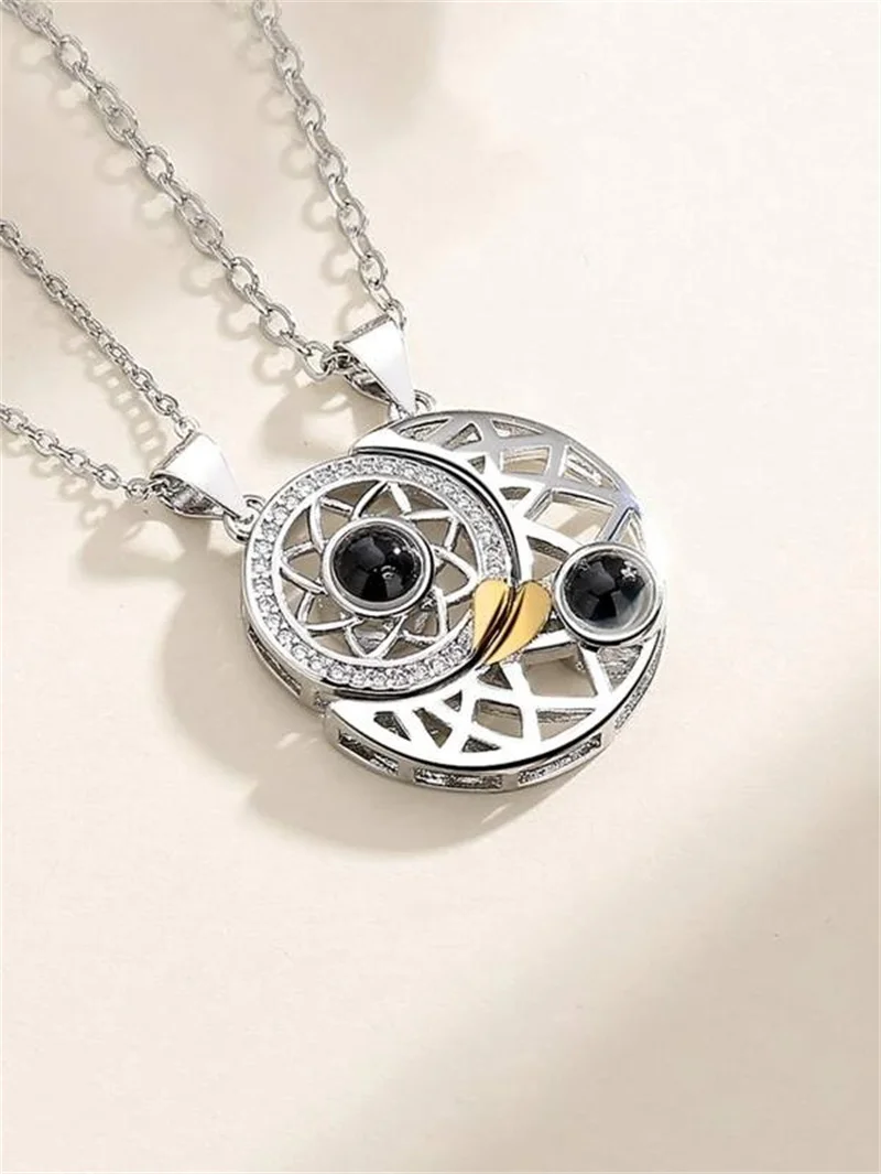 2pcs Couple Rhinestone Decor Round Moon Necklace Charm Sun Moon Necklace Sailor Moon Jewelry Gift for Her
2pcs Couple Rhinestone Decor Round Moon Necklace Charm Sun Moon Necklace Sailor Moon Jewelry Gift for Her
