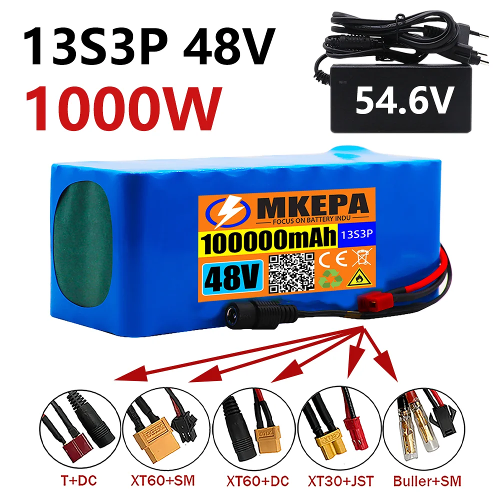 13S3P 48V 100000mAh 100Ah Lithium-ion Battery Pack with 1000W BMS for 54.6V E-bike Electric Bicycle Scooter
13S3P 48V 100000mAh 100Ah Lithium-ion Battery Pack with 1000W BMS for 54.6V E-bike Electric Bicycle Scooter