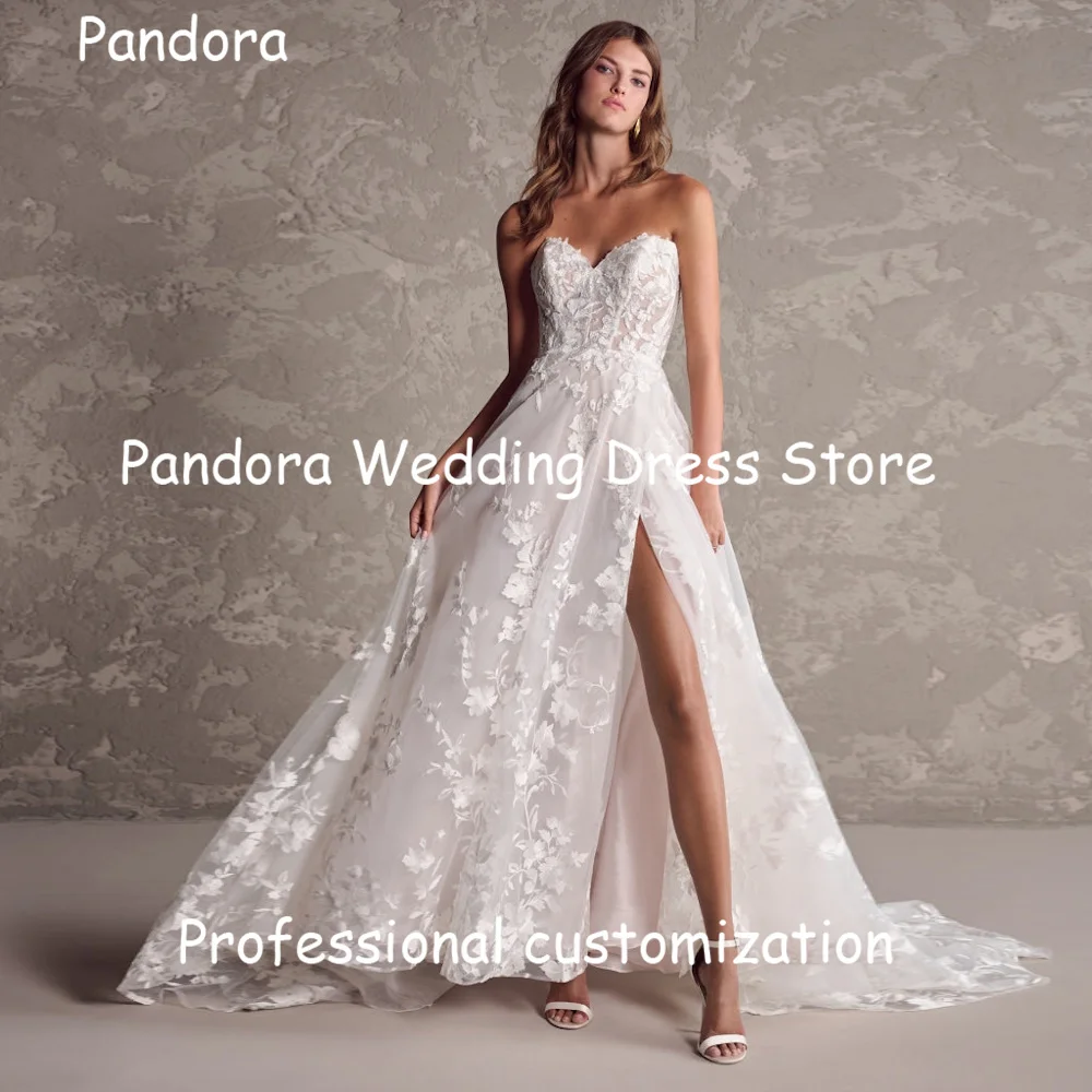 

Женское ТРАПЕЦИЕВИДНОЕ свадебное платье Pandora, белое элегантное Тюлевое платье до пола с аппликацией в виде сердечек, цвета слоновой кости, для свадебной церемонии, 2024