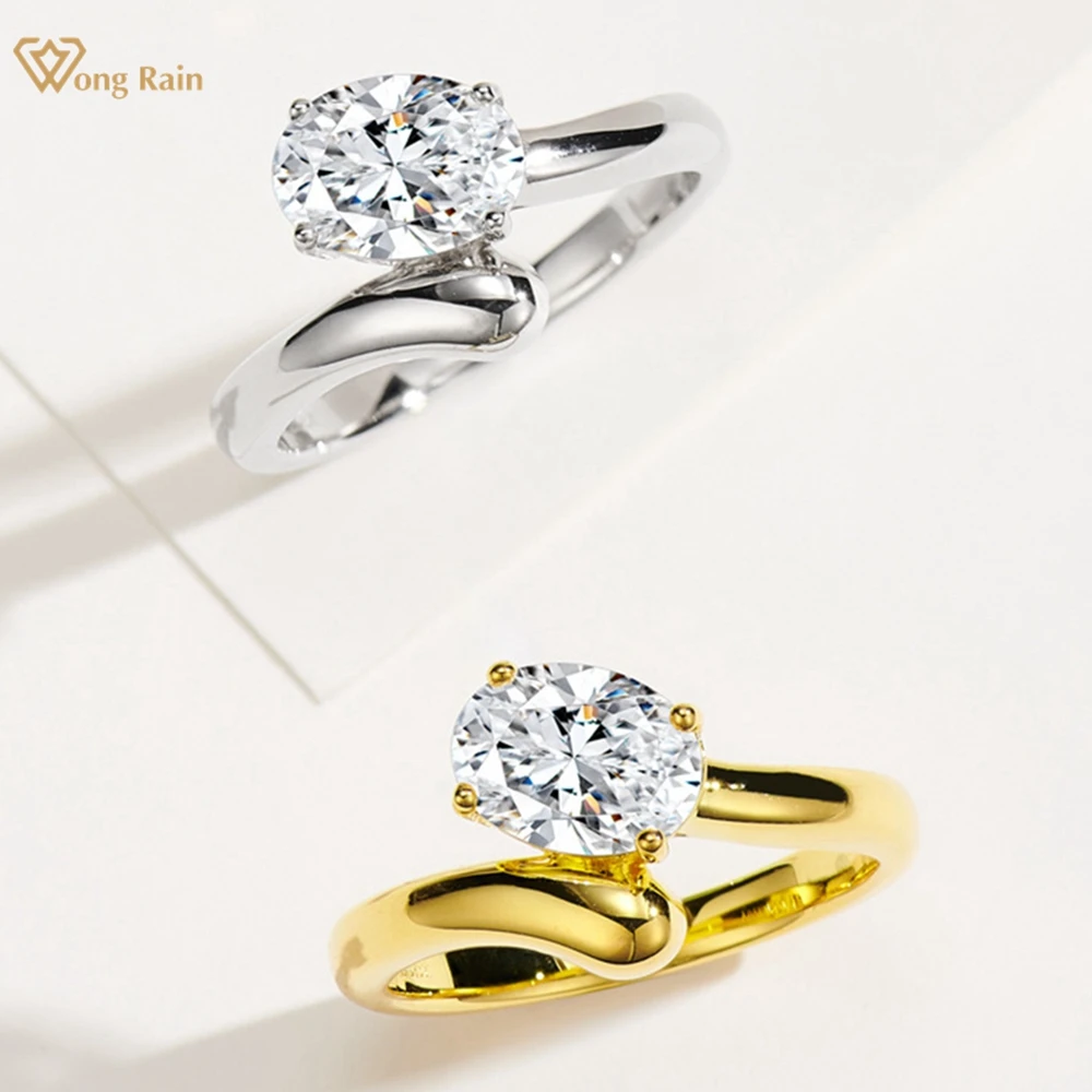 

Wong Rain 18K Gold Plated 925 Sterling Silver Oval Cut Lab Sapphire Gemstone Wedding Engagement Ring For Women Jewelry Wholesale