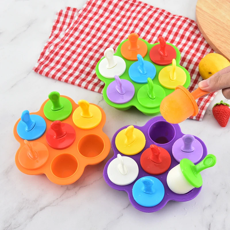 Generic 7 Holes DIY Ice Cream Pops Silicone Mold Ice Cream Ball Maker