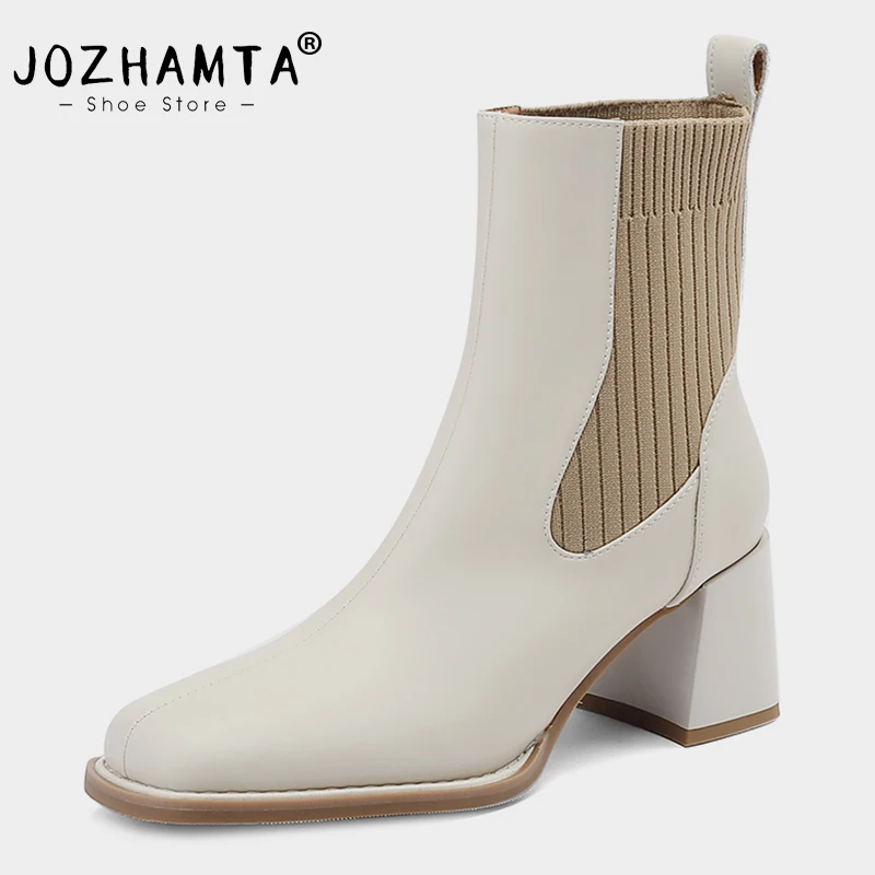 JOZHAMTA Size 34-40 Women Ankle Boots Genuine Leather Office Ladies Thick High Heels Winter 2023 Elastic Elegant Short Boots
JOZHAMTA Size 34-40 Women Ankle Boots Genuine Leather Office Ladies Thick High Heels Winter 2023 Elastic Elegant Short Boots
