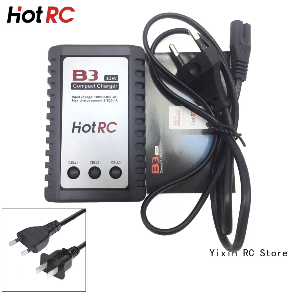 

Hotrc B3 10W 2S-3S 3*800mA Lipo Battery Charger 7.4v/11.1v Li-polymer Lipo Battery Fast Charging For RC LiPo Car Drone EU&US