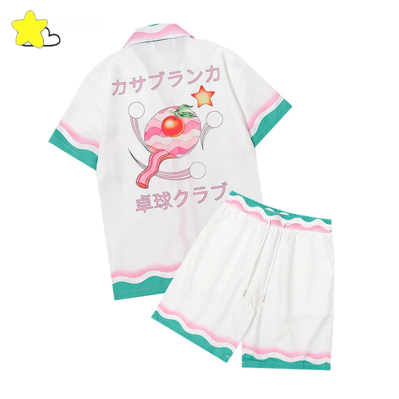 Men Women Casual Streetwear Fashion Wave Stripes Racket Printing Casablanca Shirt Shorts Suit Hawaiian Beach Styl Set
Men Women Casual Streetwear Fashion Wave Stripes Racket Printing Casablanca Shirt Shorts Suit Hawaiian Beach Styl Set