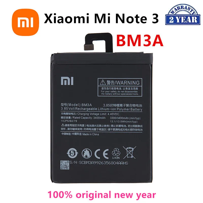 

Xiao Mi 100% Orginal BM3A 3400mAh Battery For Xiaomi Mi Note 3 Note3 High Quality Phone Replacement Batteries