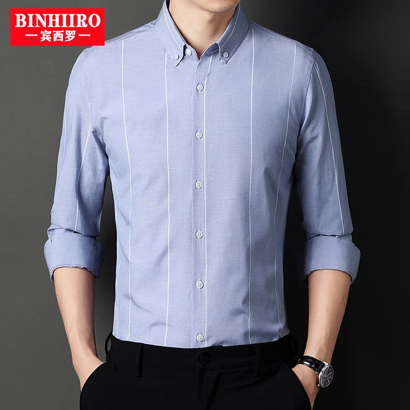 BINHIIRO High Quality Cotton Men's Striped Shirts Male Casual Long sleeve Shirt for Men Lapel collar Button Up Business Shirt
BINHIIRO High Quality Cotton Men's Striped Shirts Male Casual Long sleeve Shirt for Men Lapel collar Button Up Business Shirt