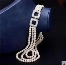 

Красивое Жемчужное ожерелье из трех нитей AAA 7-8 мм с белым жемчугом ЮЖНОГО МОРЯ 17-19 дюймов