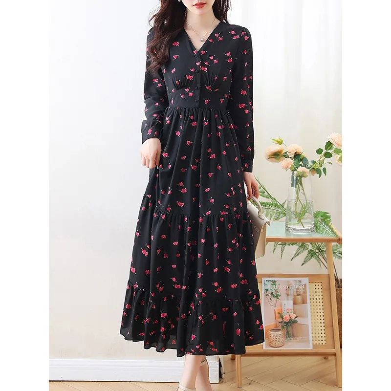 2023 Autumn New Products Are Launched Women Long Sleeve Dress Fashionable Elegant Upscale Temperament Black Floral Dress T779
2023 Autumn New Products Are Launched Women Long Sleeve Dress Fashionable Elegant Upscale Temperament Black Floral Dress T779
