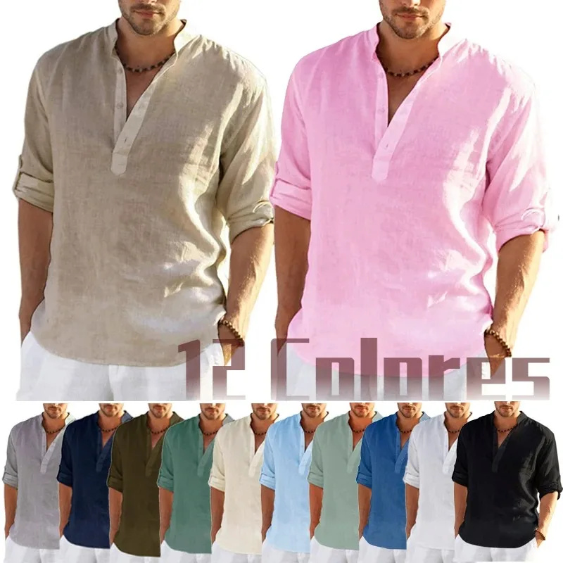 2024 New Men's Linen Long Sleeve T-Shirt Solid Color Loose Casual T-Shirt Long Sleeve Cotton Linen Shirts
2024 New Men's Linen Long Sleeve T-Shirt Solid Color Loose Casual T-Shirt Long Sleeve Cotton Linen Shirts