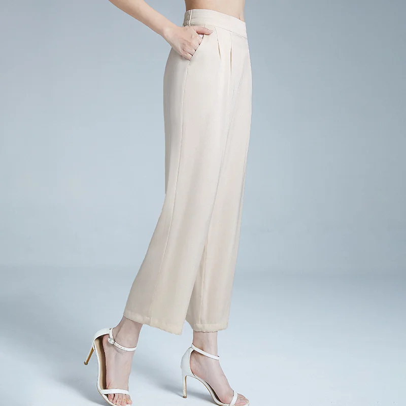 2023 Summer New mulberry Silk Wide Leg Pants Women's Thin Casual Loose Elastic Waist Silk draped cool pants women 23E063
2023 Summer New mulberry Silk Wide Leg Pants Women's Thin Casual Loose Elastic Waist Silk draped cool pants women 23E063
