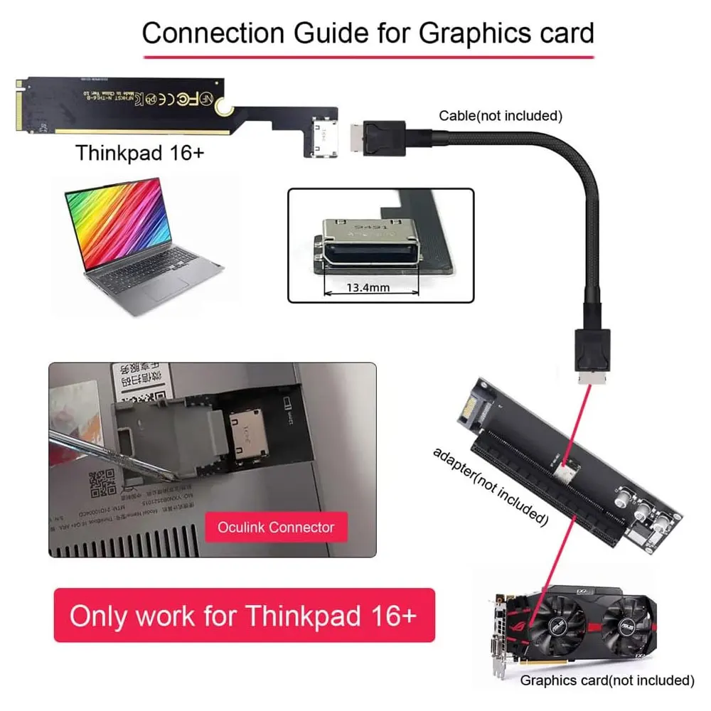 PCI-E 3.0 M.2 M-Key to Oculink SFF-8612 SFF-8611 Graphics Card Adapter Board For ThinkBook 14+ 16+ External Graphics Card & SSD PCI-E 3.0 M.2 M-Key to Oculink SFF-8612 SFF-8611 Graphics Card Adapter Board For ThinkBook 14+ 16+ External Graphics Card & SSD