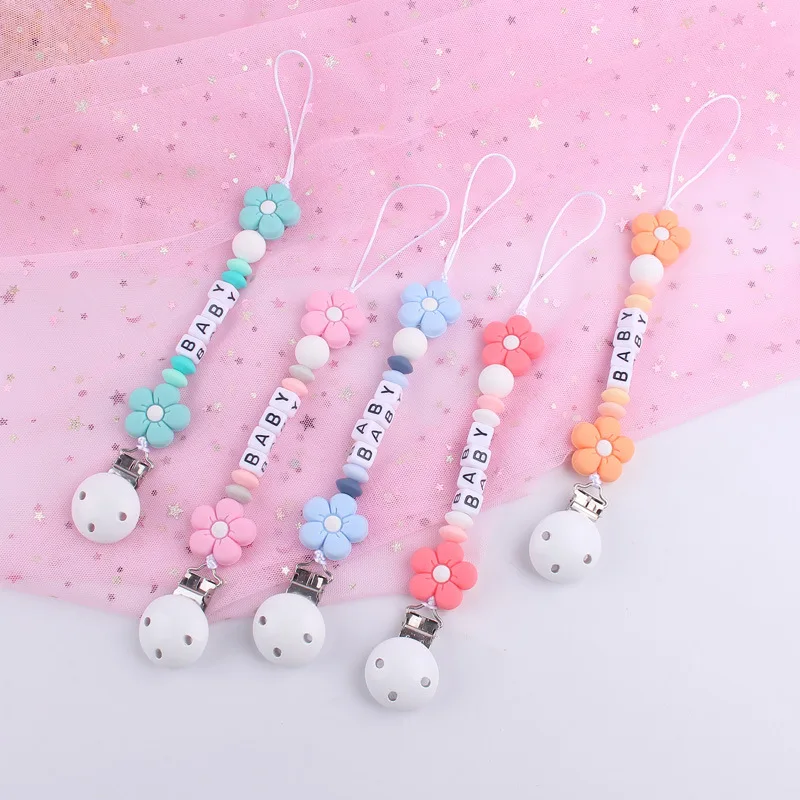 Baby Pacifier Clips Personalized Name BPA Free Silicone Flower Dummy Nipple Holder Clip Chain Teething Toy Pacifiers Accessories
Baby Pacifier Clips Personalized Name BPA Free Silicone Flower Dummy Nipple Holder Clip Chain Teething Toy Pacifiers Accessories