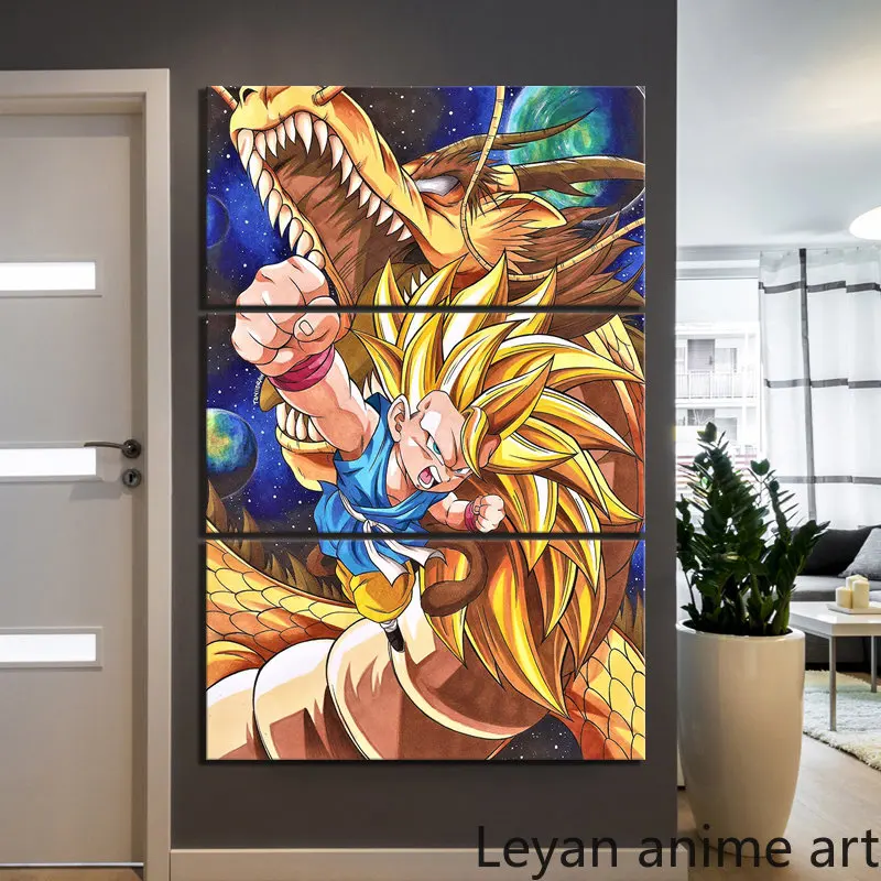 3 Piece Dragon Ball Anime Poster Super Saiyan 3 Goku Pictures Dragon Painting Cartoon Wall Pictures for Home Decor Gift
3 Piece Dragon Ball Anime Poster Super Saiyan 3 Goku Pictures Dragon Painting Cartoon Wall Pictures for Home Decor Gift