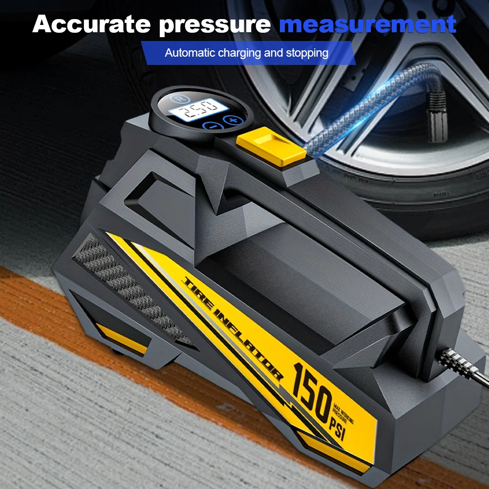 Inflador de Neumáticos Portátil de 150 PSI con Luz LED, Bomba Eléctrica Automática con Pantalla Digital para Neumáticos de Automóvil Inflador de Neumáticos Portátil de 150 PSI con Luz LED, Bomba Eléctrica Automática con Pantalla Digital para Neumáticos de Automóvil