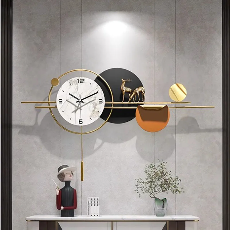 

European Luxury Wall Clock Modern Design Quiet Minimalism Metal Wall Clock Iron Art Bedroom Horloge Murale Room Decoration