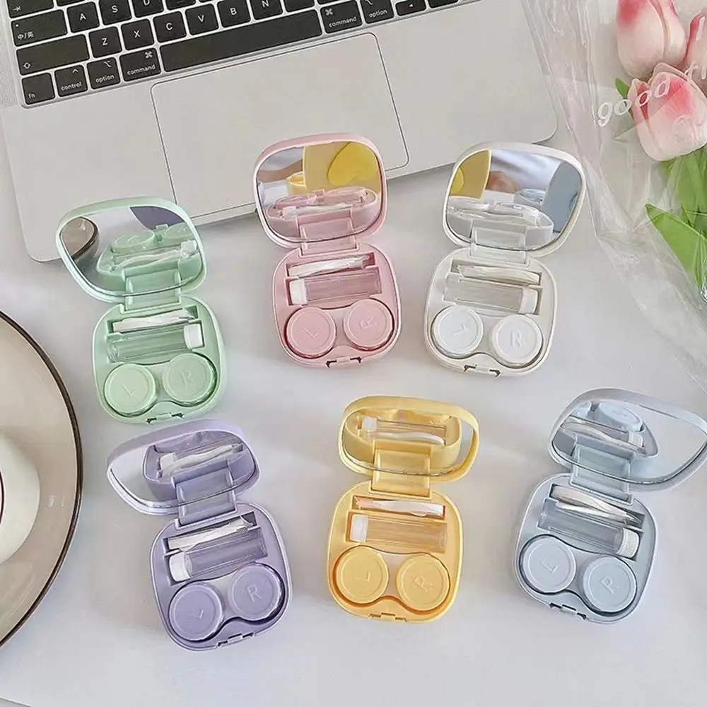 

For Girls Cartoon Love Heart Square Cosmetic Contact Box Women Contact Lens Case Korean Glasses Storage Eyeglasses Container