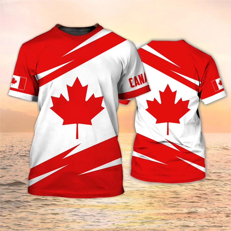 

Canada Flag Emblem T-shirts 3D Canadian Maple Leaf Print T Shirt for Men Clothing Casual Unisex Woman Loose Size Tops Tee Shirts