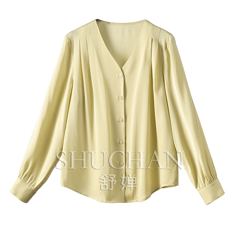 

2024 new spring summer blusas de chifon elegantes 90% natural silk women office tops blusa feminina women shirt