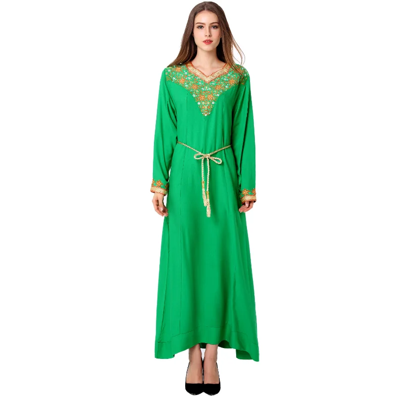 Women's Clothing Dresses Abayas Muslim Sets Islam National Style Long Sleeve V-neck Embroidery Belt Hemline Skirt Maiden
Women's Clothing Dresses Abayas Muslim Sets Islam National Style Long Sleeve V-neck Embroidery Belt Hemline Skirt Maiden