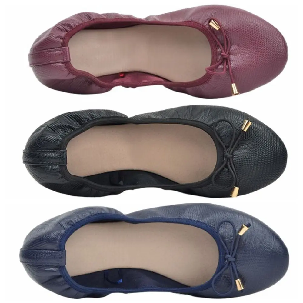Fashion Shallow Mouth PU Ballet Shoes Bowknot Lightweight Soft Sole Flat Shoes Thread Foldable Chicken Rolls Dance Shoes Yoga 10 Sf2b174eae93d456db714adb80465d8d4g