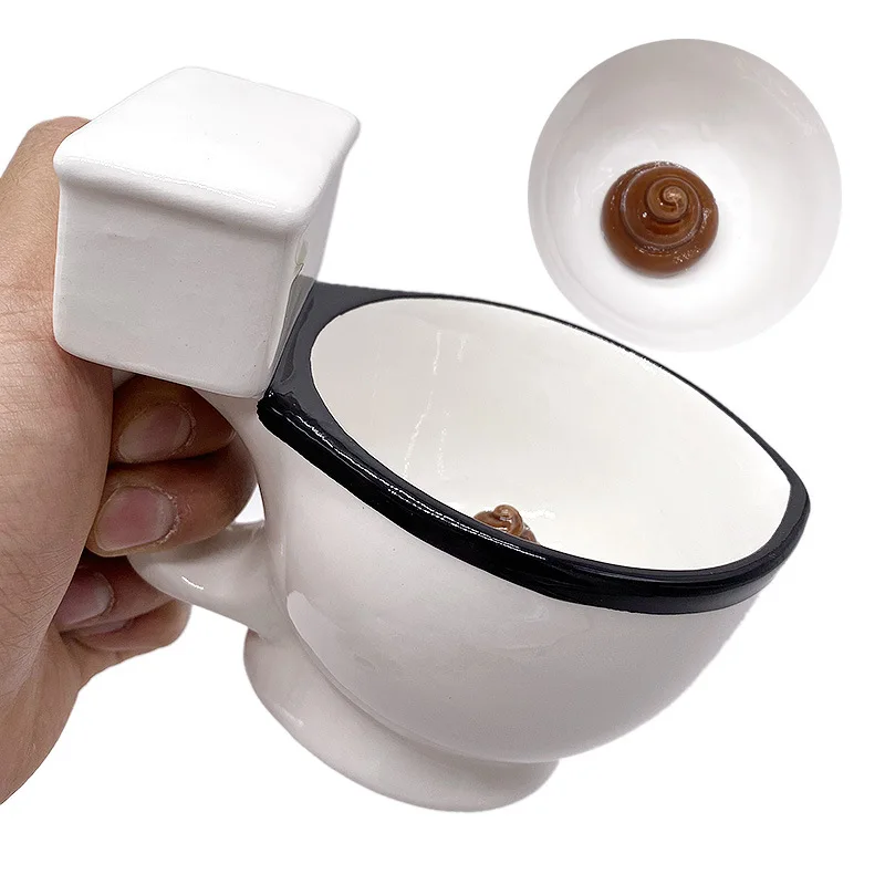 

Toilet cup with handle 350ml funny ceramic mug toilet shaped water cup spoof poop cup new and unique creative gift coffee cup