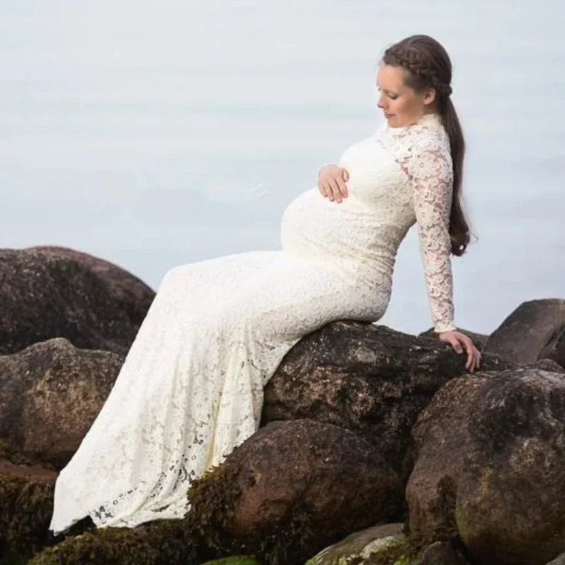 

Lace Maternity Dresses For Photo Shoot Long Fancy Baby Shower Pregnancy Dress Elegence Pregnant Women Maxi Gown Photography Prop