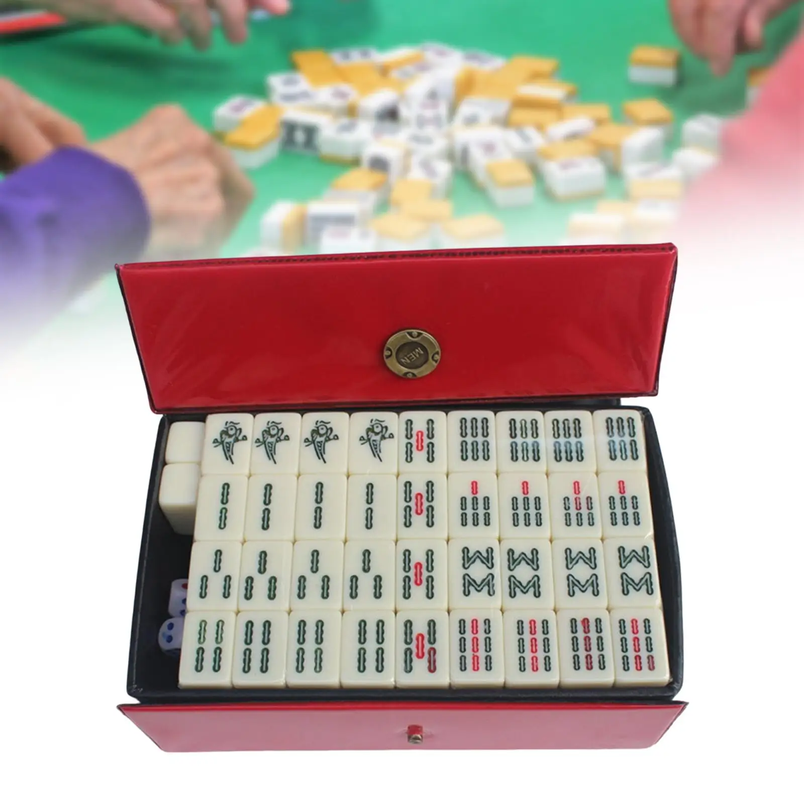 

Mini Complete Mahjong Game Set Board Game Traditional Tiles Game with Carrying Travel Case for Travel