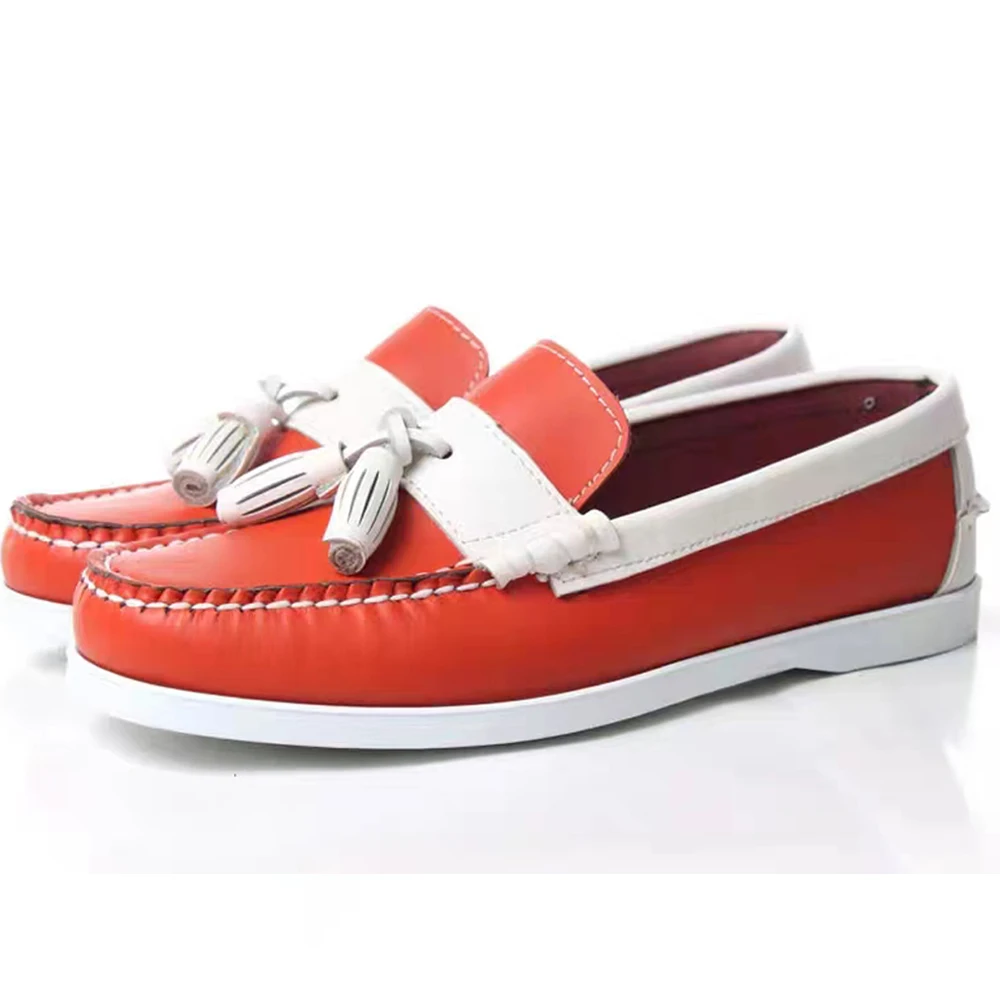 

Men's Genuine Leather Driving Shoes,Docksides Classic Boat Shoes Fashion Design Flats Loafers For Men Women Tassels Wine Red47