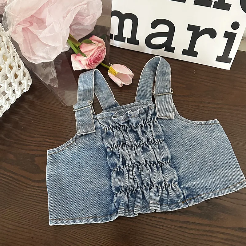 2023 Summer New Baby Girls Pleated Denim Sling Vest Infant Toddler Adjustable Denim Strap Children Sleeveless Top Kids Clothes
2023 Summer New Baby Girls Pleated Denim Sling Vest Infant Toddler Adjustable Denim Strap Children Sleeveless Top Kids Clothes