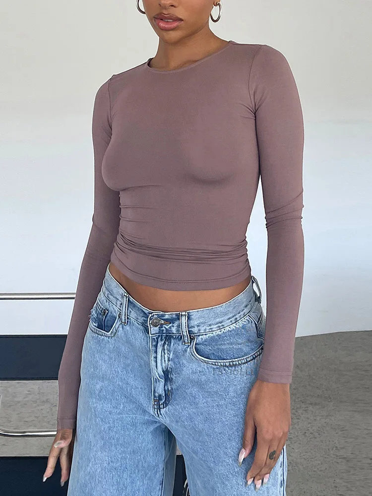 Women Spring Autumn Long Sleeve T-Shirts Tops Solid Slim Fit Pullovers Causal Tees Shirts Female Streetwear Base Tees
Women Spring Autumn Long Sleeve T-Shirts Tops Solid Slim Fit Pullovers Causal Tees Shirts Female Streetwear Base Tees
