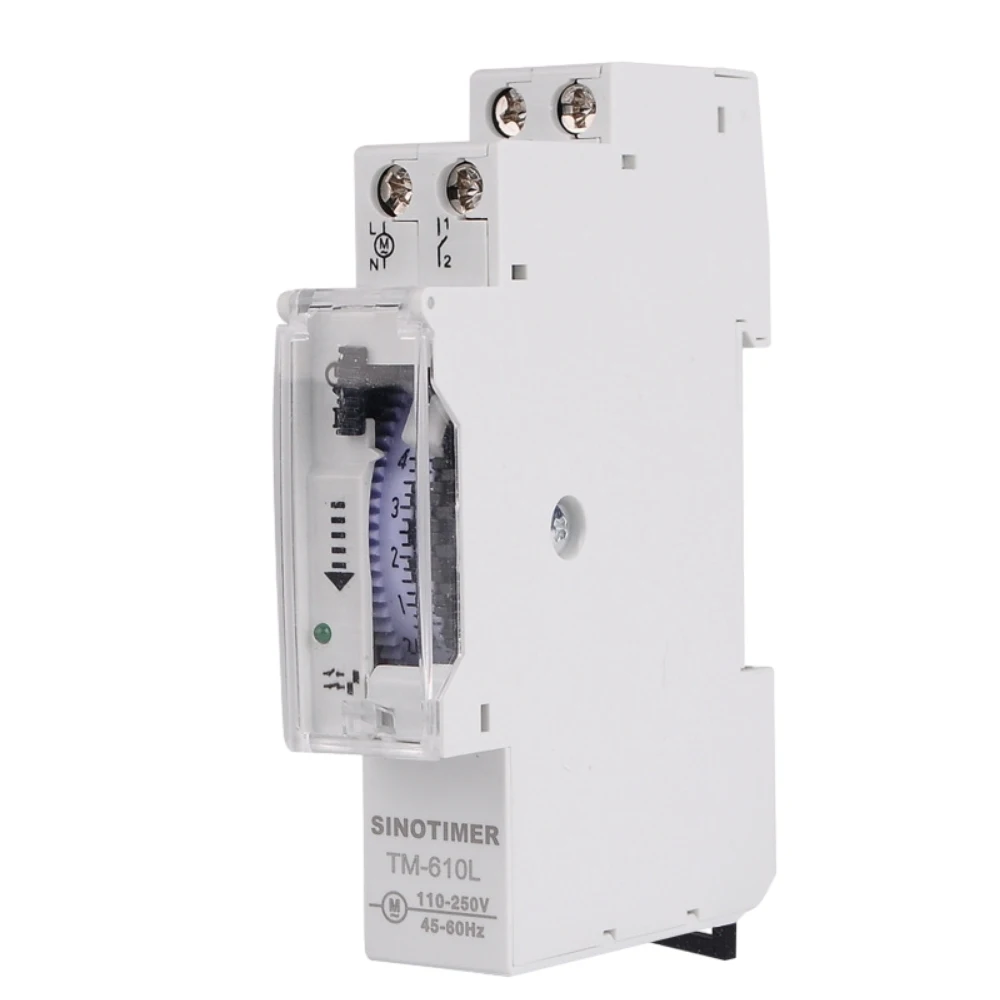 TM610L 110~250VAC Universal Input 15mins Interval 24 Hours Analog Timer Switch DIN Rail Installation with Indicator Light
TM610L 110~250VAC Universal Input 15mins Interval 24 Hours Analog Timer Switch DIN Rail Installation with Indicator Light