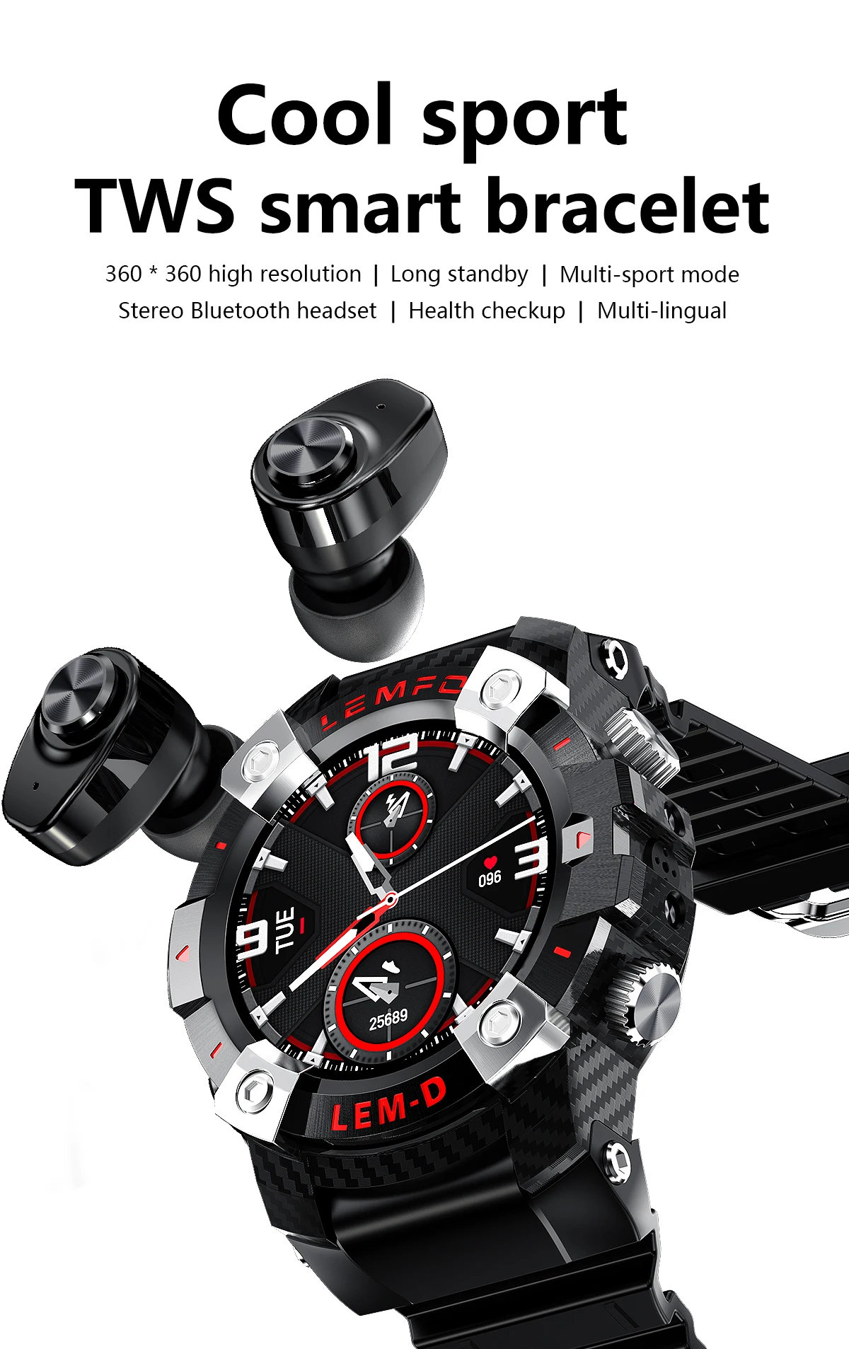 Fashional LEMD Headphone and Smart Watch Sports BT Earbuds music Earphone Rate Blood Sleep Monitor calling phone
Fashional LEMD Headphone and Smart Watch Sports BT Earbuds music Earphone Rate Blood Sleep Monitor calling phone