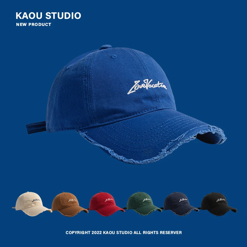 Distressed Brim Peaked Cap Men's and Women's Fashionable All-Match Big Head Circumference Baseball Cap Spring and Autumn
Distressed Brim Peaked Cap Men's and Women's Fashionable All-Match Big Head Circumference Baseball Cap Spring and Autumn